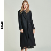 Mid-Chiều dài đen cao cấp Coat dài Coat F4172 (GJXJ) Xuân Thu New áo gió nữ