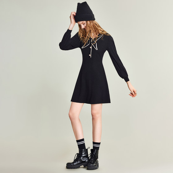 HAVVA2023 new autumn and winter knitted dress, feminine short waist skirt, slim a-line skirt Q9551