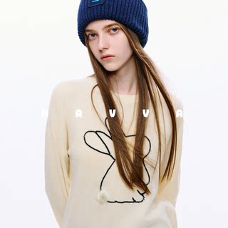 HAVVA松弛感圆领毛衣减龄套头针织衫舒适女上衣2025秋冬M3-0418