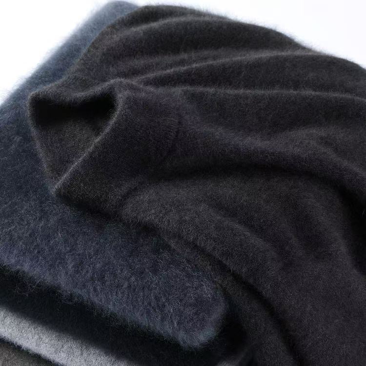 Hengyuanxiang 100% Pure Cashmere Sweater for Men, Half-Turtleneck, Thickened Winter Sweater, Middle-Aged Knit Base Wool Sweater