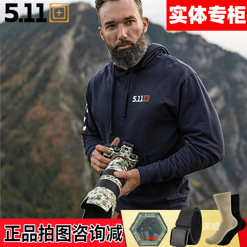 5.11 Mileage Hooded Sweatshirt 511 logo Size Cotton Hoody Military Fan Men Outdoor Sports Pullover 42182