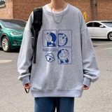 Демисезонная толстовка, японский мультяшный базовый приятный телу лонгслив, оверсайз, высокий воротник