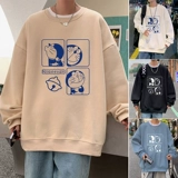 Демисезонная толстовка, японский мультяшный базовый приятный телу лонгслив, оверсайз, высокий воротник