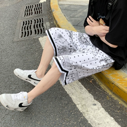 Летние быстросохнущие шелковые шорты, баскетбольные спортивные трендовые штаны для отдыха для спортзала, оверсайз