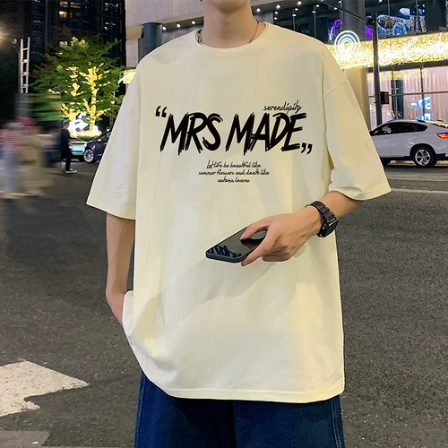 Хлопковая футболка с коротким рукавом, в американском стиле, свободный крой