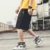 Quần yếm Nhật Bản quần short nam giới thương hiệu thủy triều lỏng lẻo học sinh quần năm điểm xu hướng quần lớn quần đi biển - Quần short Quần short