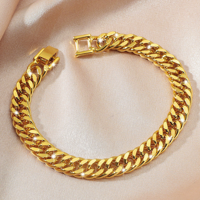 Trendy New Brass Gold-Plated Popular In-Stock Boss Bracelet 10mm Clasp Classic Men's Jewelry Internet Celebrity Trendy New Brass Gold-Plated Popular In-Stock Boss Bracelet 10mm Clasp Classic Men's Jewelry Internet Celebrity