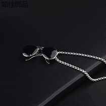 Personality Trends Pendant Sunglasses Minimalist Men and women Indies Titanium Steel Hip Hop Wind Earth Cool Bungee and America Sweater Chain Necklace