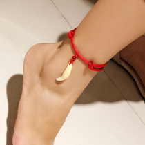 True black dog tooth anklet Hand woven Mace adult red rope bracelet Baby baby child adjustable couple jewelry