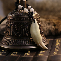 Tibetan boiled teeth big fangs Real black dog teeth wolf teeth shape pendant Mens natural jewelry personality womens ancient necklace