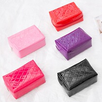 New travel Korean patent leather Diamond cosmetic bag new custom solid color finishing storage small bag