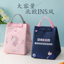 Student bag Hand bag large capacity hand carry canvas lunch box insulated bag cartoon waterproof Bento bag