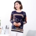 Áo phông mùa xuân và mùa thu của phụ nữ Áo len cổ lọ Áo len cổ thuyền dài tay áo Bộ cá nhân - Áo / áo thun áo len thổ cẩm Áo / áo thun