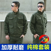 Quần áo bảo hộ lao động nam cotton quần áo bảo vệ mùa thu và mùa đông dày thợ hàn mặc mặc chống cháy chống cháy bỏng dụng cụ tùy chỉnh