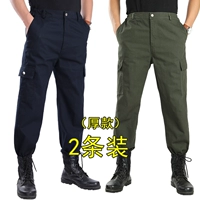 Чистый хлопок [Jun Green+тибетский синий] одиночные брюки (толстая модель)