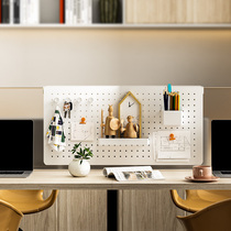 Hanging-free punching-free desk surface accommodating placement of a shelf bedroom grid-room screen hanging hole plate