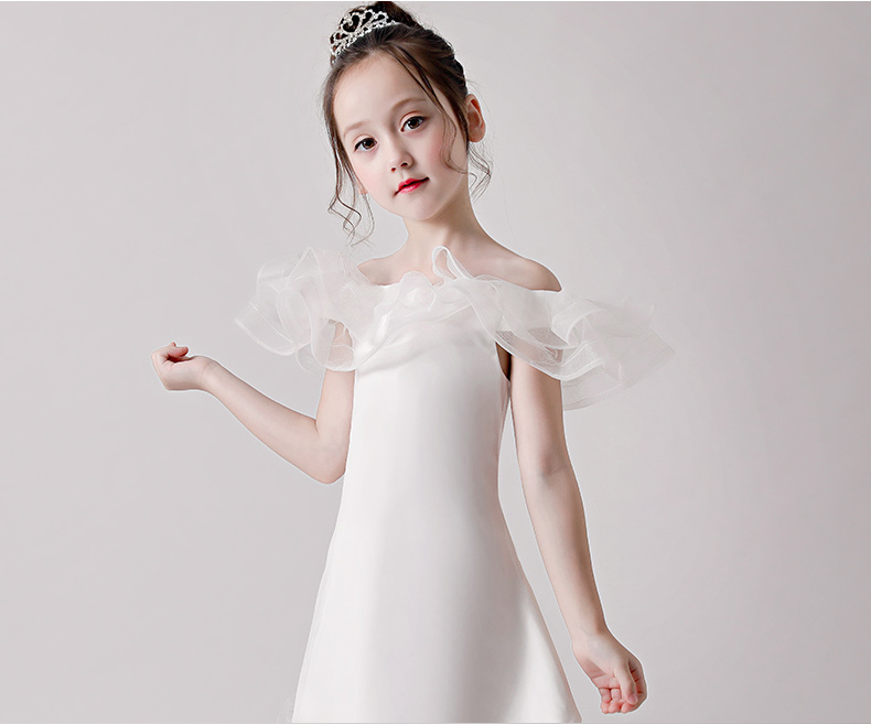 Hoa cô gái ăn mặc một vai con trắng đàn piano trang phục cô gái máy chủ sàn catwalk buổi tối ăn mặc 2018 mới chân váy trẻ em