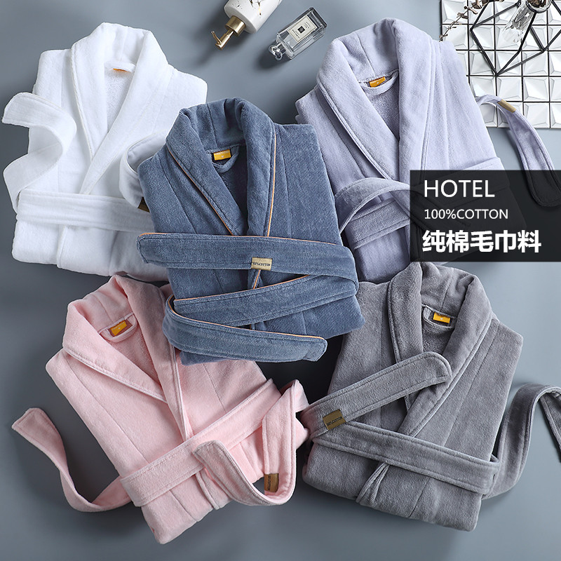 Hotel thickened cotton bathrobe couple Men's winter long spring and autumn five-star bathrobe robe
