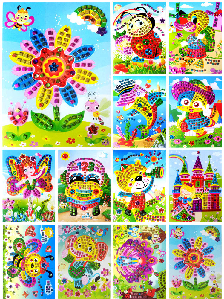 eeva collage diamond painted children handmade toy collage stickers 3d stereodigy