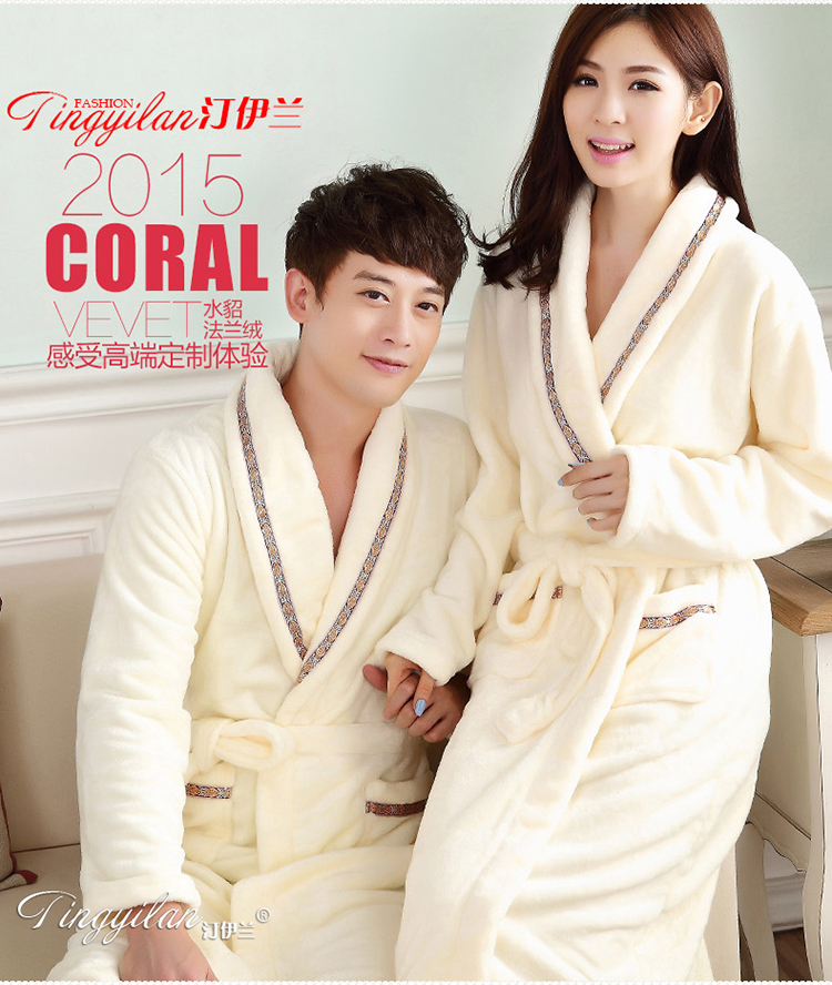 Cặp vợ chồng áo choàng tắm flannel đồ ngủ cotton khách sạn áo choàng nam và nữ mùa đông dày san hô lông cừu đôi áo choàng dài đồ ngủ cặp