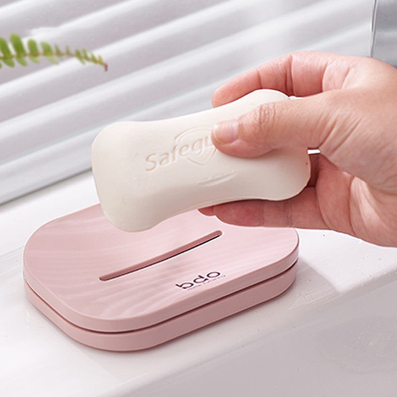 Soap box drain creative personality nail-free Nordic makeup room punch-free rack wall-mounted soap box double layer cute