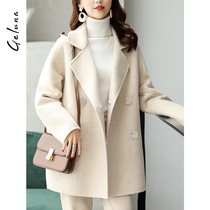 Double-sided wool coat womens 2020 new Korean version of wool coat medium-long zero cashmere coat womens autumn and winter