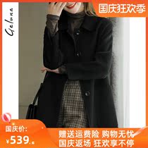 Black wool woolen coat 2021 new autumn little man Korean version of high-end zero cashmere double coat women