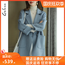 Double-sided woolen coat women small man long 2021 New slim wool woolen coat women slim zero cashmere