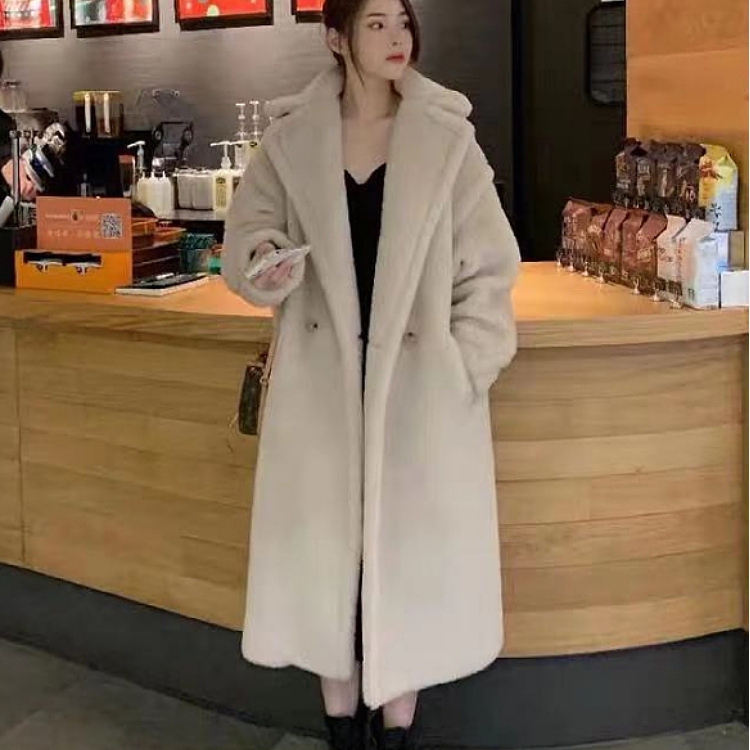 Teddy Bear Coat for Women, Mid-Length, 2025 Winter, Korean Style, Thickened with Granular Lamb Wool, Celebrity Style, High-End Jacket