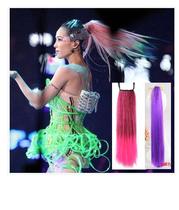 Wiggly female long straight hair ponytail braid hair color gradient color two-color strap strip highlighting Harajuku fake ponytail