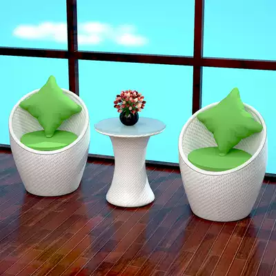 Back chair plastic rattan table and chair Net red home indoor balcony three-piece coffee table combination simple modern leisure