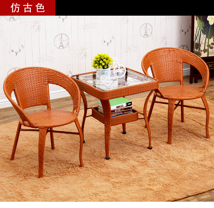 Wicker ghế bàn cà phê ba bộ ghế chủ tịch ban công bảng và ghế dệt ghế năm mảnh ngoài trời đồ nội thất patio rèn sắt phòng chờ ghế