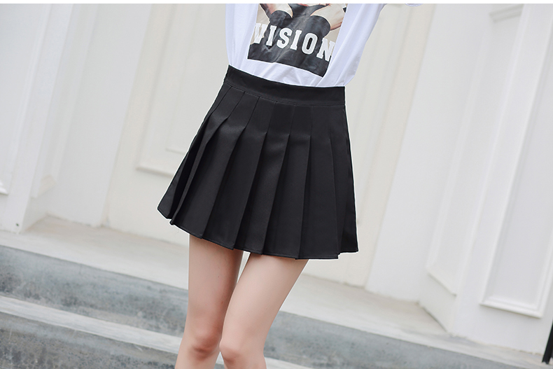 Váy xếp li mới ulzzang váy mềm mại cho nữ mùa hè eo cao Một chiếc váy sinh viên váy kẻ sọc chống sáng váy chân váy chấm bi