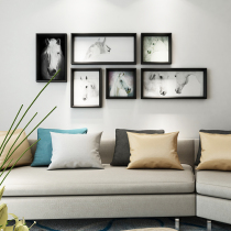 White Horse Living Room Decoration Painting Modern Minima Mural Nordic Combined Hanging Painting Restaurant Bedroom Sofa Background Wall Painting