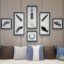 Nine Fish Tutu Modern Brief Chinese Style Living Room Decoration Painting Composition Hung Painting Bedroom Hallway Mural Office Hang Paintings