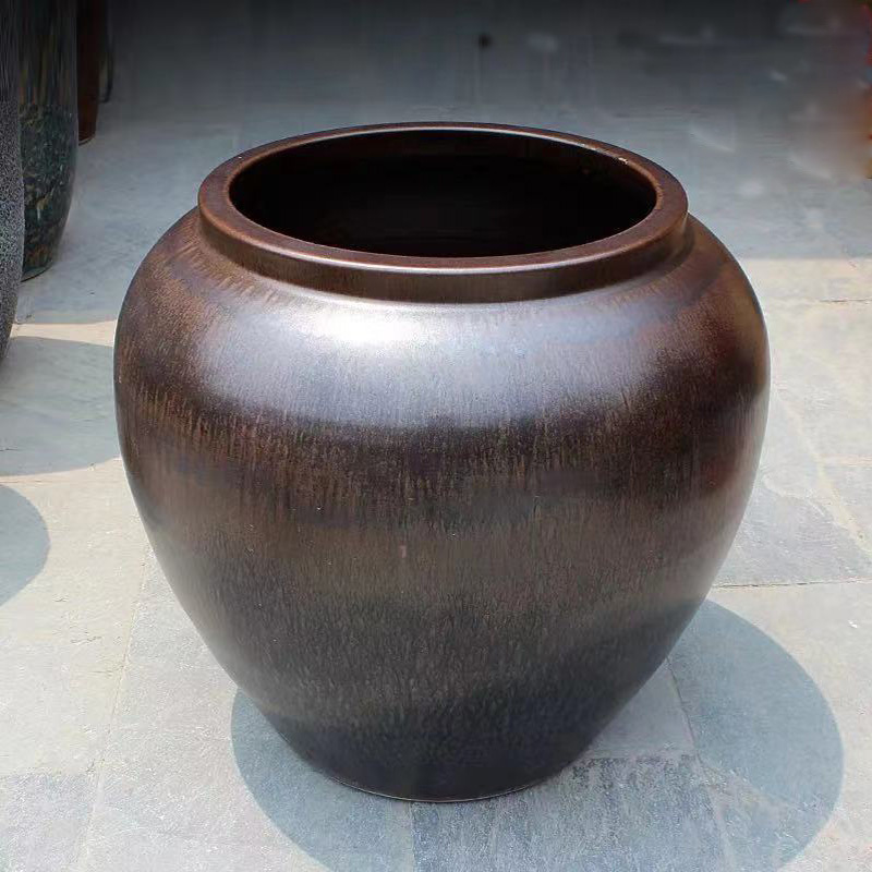 Retro Indoor and Outdoor Flowing Water Ceramic Vase, Large Floor-Standing Vase for Living Room, Hotel Lobby, Flower Arrangement, Large Ceramic Jar, European Style