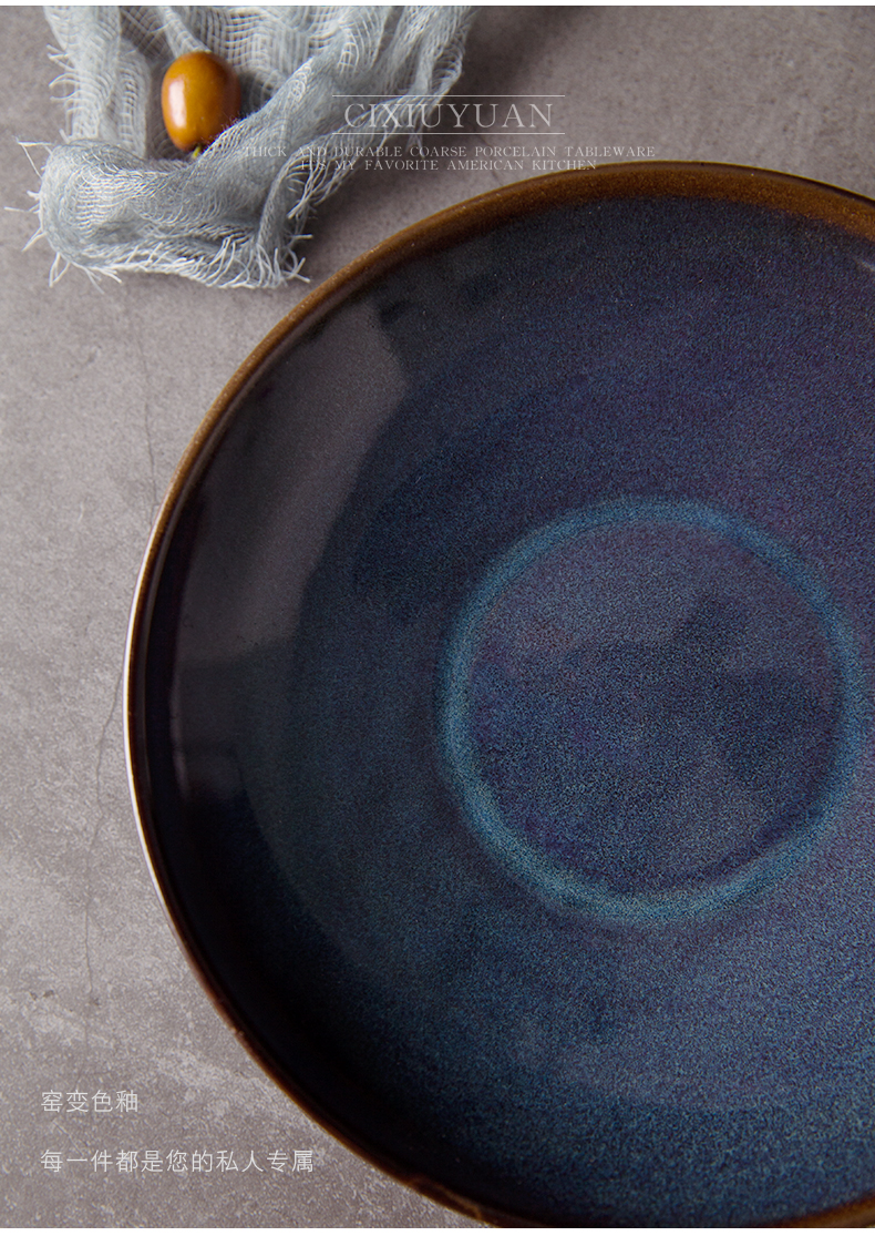 Creative Japanese variable glaze food dish plate violet arenaceous coloured glaze ceramic dish dish dish home deep dish soup plate