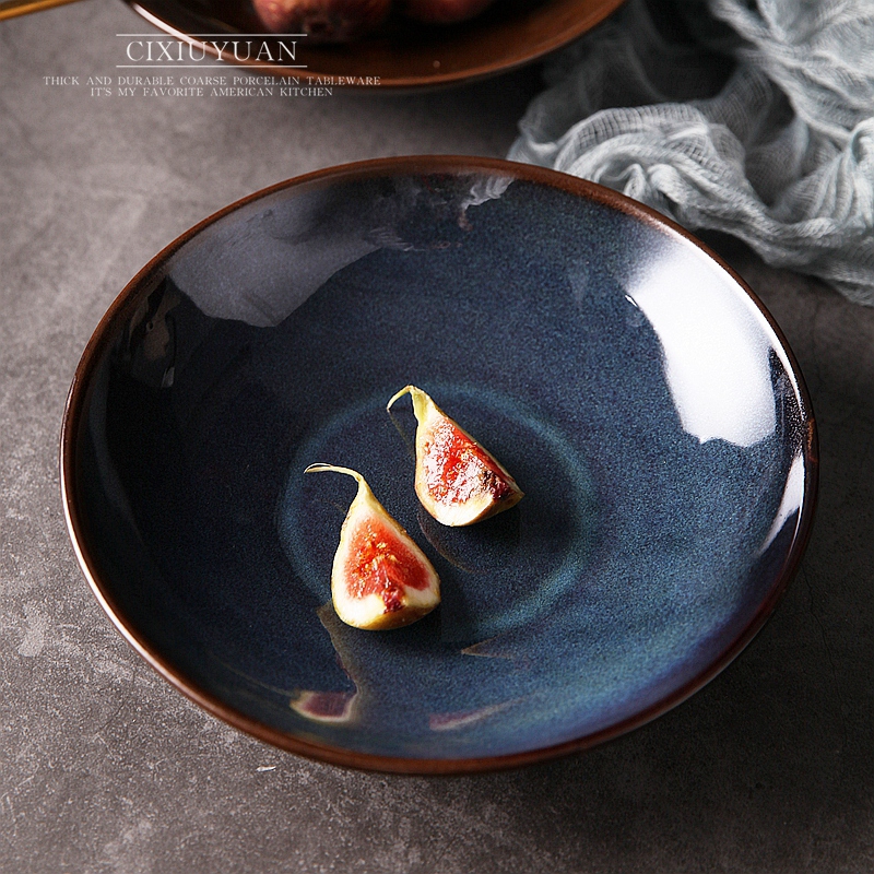Creative Japanese variable glaze food dish plate violet arenaceous coloured glaze ceramic dish dish dish home deep dish soup plate