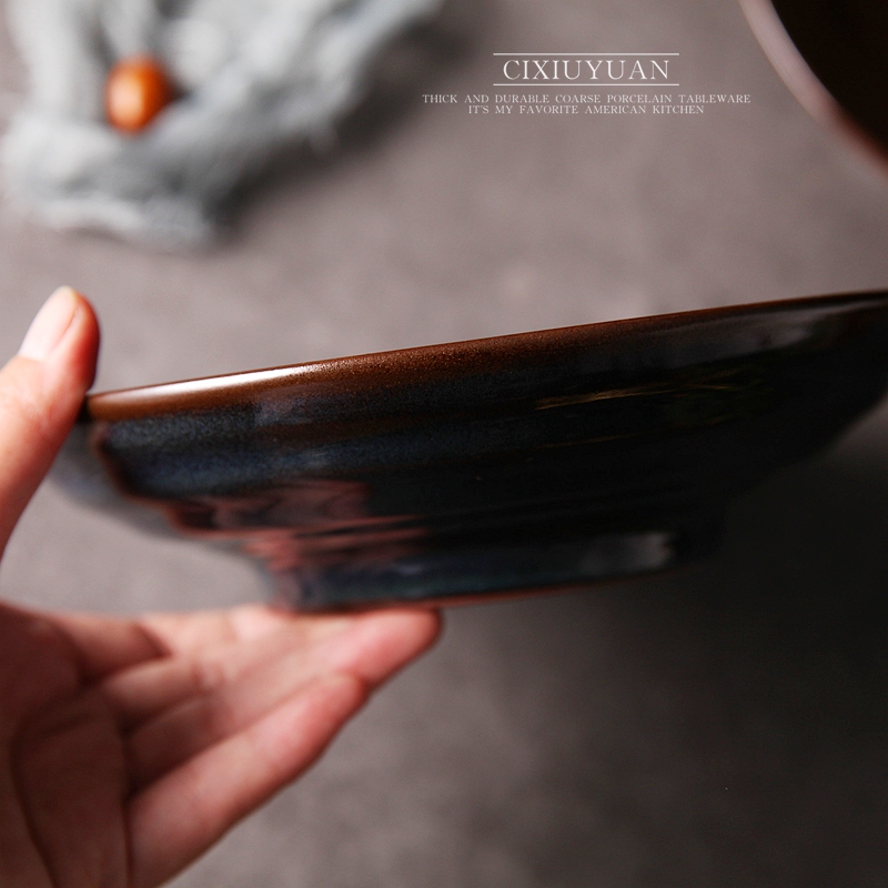 Creative Japanese variable glaze food dish plate violet arenaceous coloured glaze ceramic dish dish dish home deep dish soup plate