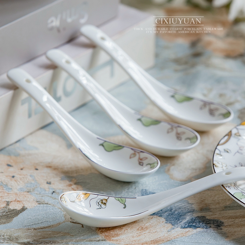 Sheng 's gold edge of tangshan ipads porcelain run small ceramic tableware run rice rice spoon ladle ceramics