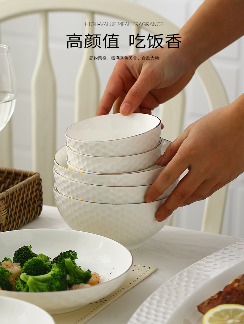 European style up phnom penh creative pure white circular plate household contracted ceramic bowl suit two people eat dinner dishes food dish