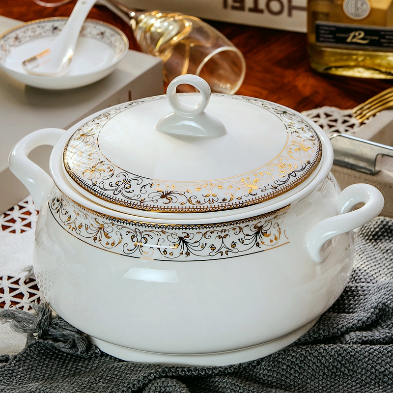 Ipads China tableware large soup product large pot ipads porcelain ceramic soup pot soup bowl with cover large soup bowl microwave oven