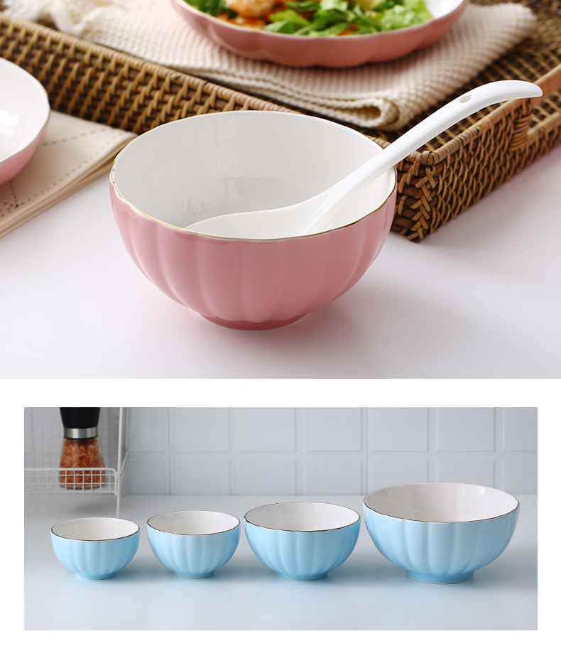 Japanese dishes suit household noodles soup bowl plate composite ceramic tableware simple pure color express bowl chopsticks dishes for dinner