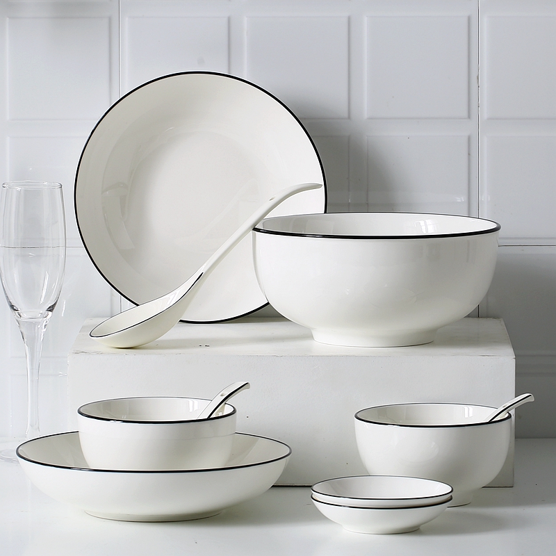 Ceramic dishes combine Nordic contracted household rice rainbow such as bowl, soup bowl dish dish dish west spoon dishes and utensils