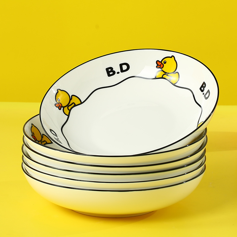 Bduck yellow duck ceramic dishes suit household creative cartoon express bowl plate combination package