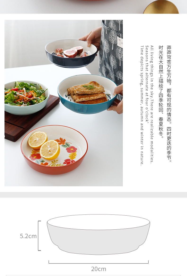 Japanese hand - made creative web celebrity home large ceramic dish dish plate western soup plate round deep dish dish