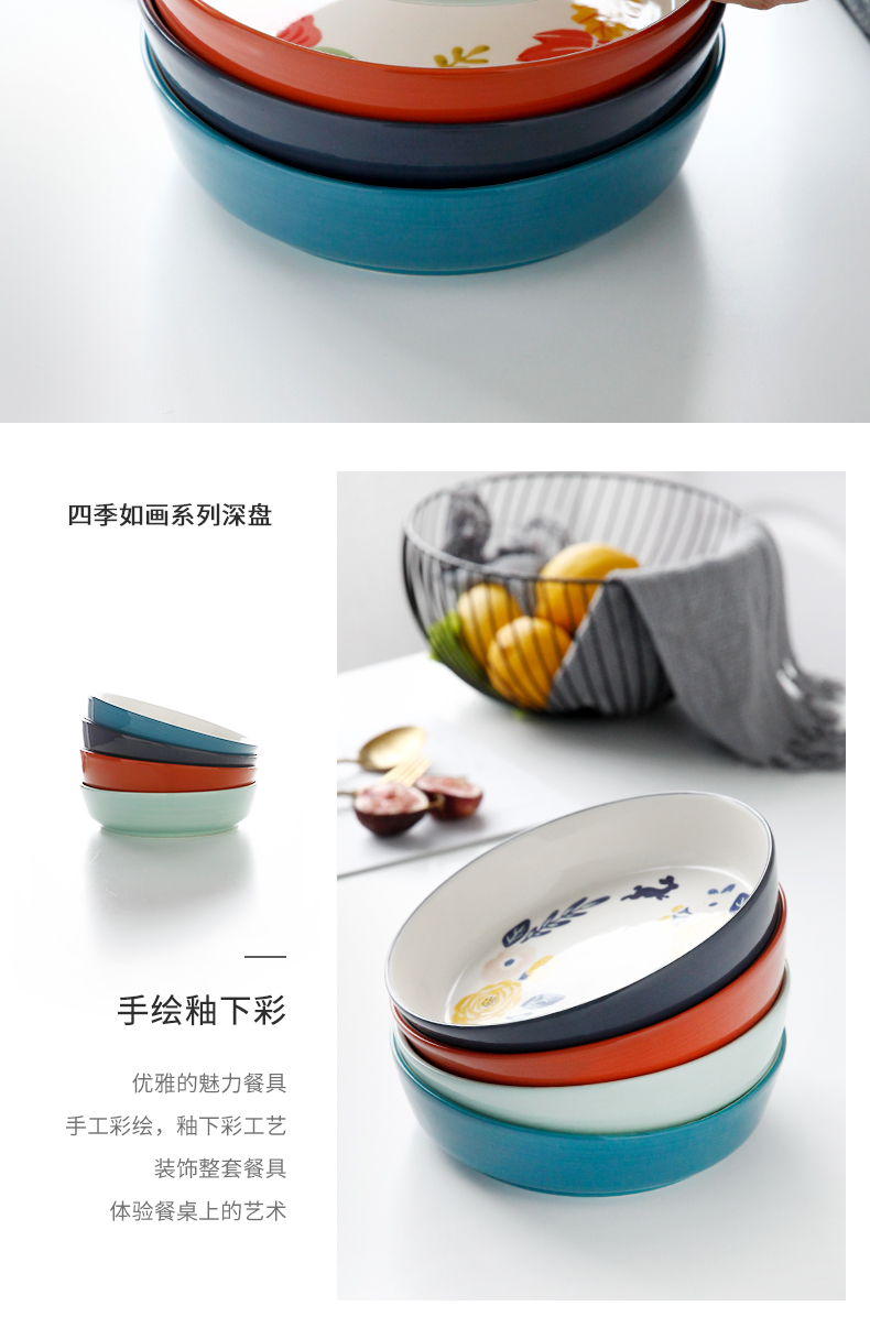 The Under glaze color porcelain tableware household dish dish dish soup bowl rainbow such as bowl of fruit salad bowl ceramic keller cup