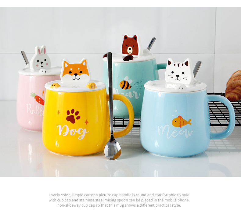 Creative move with cover glass ceramic keller spoon tide lovers ultimately responds a cup of coffee cup men 's and women' s cup