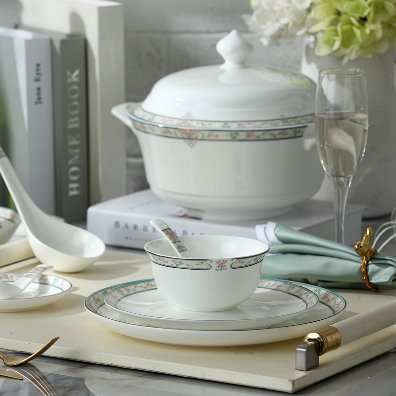 Ipads China tableware suit dishes chopsticks at tangshan 56 head ipads porcelain ceramic tableware dishes suit household of Chinese style