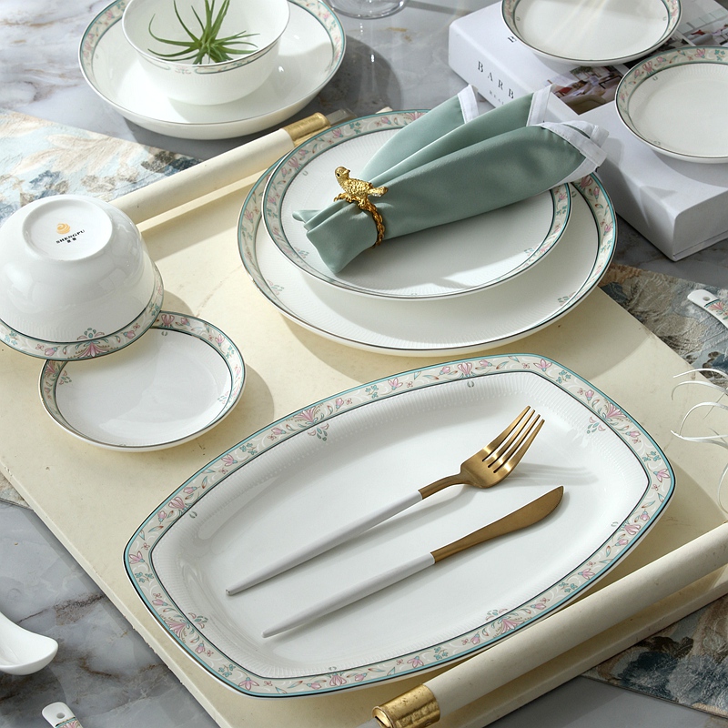 Ipads China tableware suit dishes chopsticks at tangshan 56 head ipads porcelain ceramic tableware dishes suit household of Chinese style